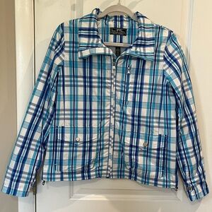 Ralph Lauren Lauren Active Windbreaker Sailing/Boating Jacket Blue Plaid Sz M